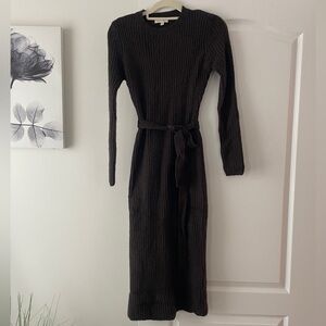 Elegant Brown Knit Midi Dress